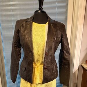 Vintage Brown Crocodile-Patterned Women's Leather Jacket